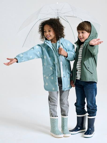 Regenjas met magische stippen voor meisjes bedrukte salie+hemelsblauw+lichtroze+rouge+rozen - vertbaudet enfant 