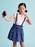 Set meisjesshirt met strepen + rok van katoengaas indigoblauw+lila+saliegroen - vertbaudet enfant 