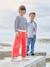 Wijde meisjesbroek met knopen marineblauw+rood - vertbaudet enfant 