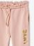 Joggingbroek van fleece met motief op de broekspijp voor meisjes marineblauw+rozen+saliegroen - vertbaudet enfant 