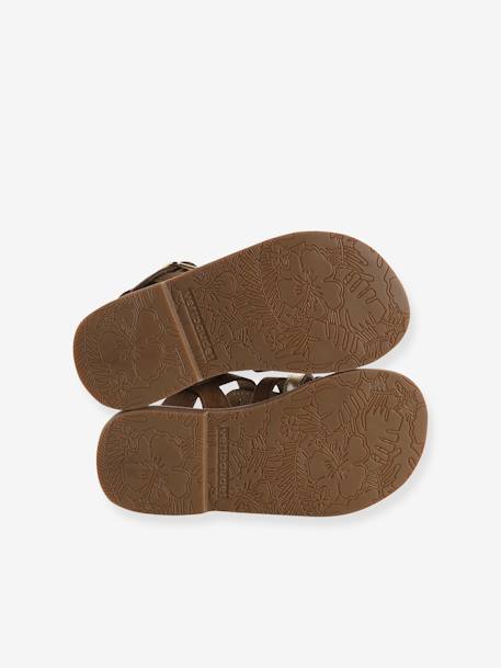Lederen meisjessandalen met verschillende bandjes, collectie kleuterschool 6510+karamel+meerkleurig - vertbaudet enfant 