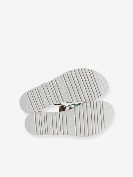 Sandalen met bandjes in spartaanse stijl van leer voor kinderen zilver - vertbaudet enfant 
