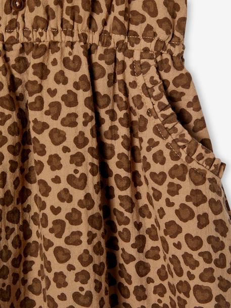 Jurkje met schouderbandjes van katoenen gaas voor meisjes beige+koraal+smaragdgroen - vertbaudet enfant 