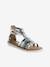 Sandalen met bandjes in spartaanse stijl van leer voor kinderen zilver - vertbaudet enfant 