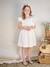 Nette jurk met gouden riem rouge+wit - vertbaudet enfant 