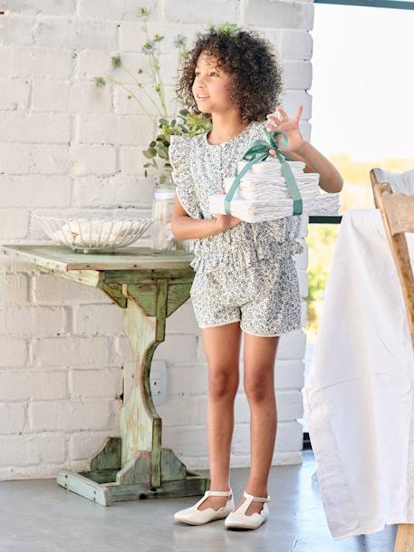 Bloes + short set voor een ceremonie voor een meisje blauw, bedrukt - vertbaudet enfant 
