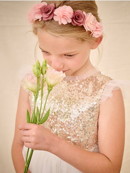 Feestjurk van tule met lovertjes en pailletten goud - vertbaudet enfant 
