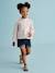 Personaliseerbare meisjesblouse van katoenen gaas ecru+lichtroze+wit, bedrukt - vertbaudet enfant 
