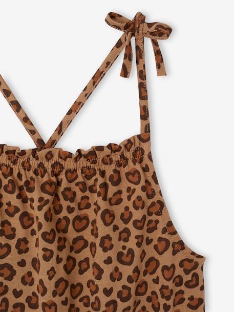 Gestreept jurkje met schouderbandjes voor meisjes beige - vertbaudet enfant 