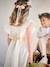 Nette jurk met gouden riem rouge+wit - vertbaudet enfant 