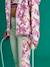 Sport sweatshirt met rits en bloemenprint in technisch materiaal antraciet+ecru+groen, bedrukt+oudroze - vertbaudet enfant 