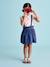 Set meisjesshirt met strepen + rok van katoengaas indigoblauw+lila+saliegroen - vertbaudet enfant 