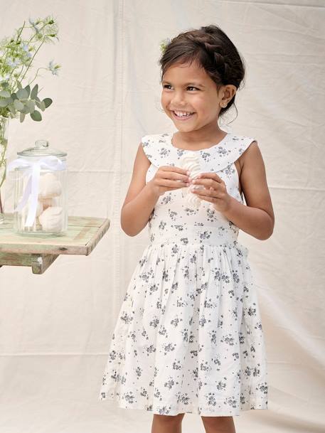 Jurk met bloemenprint wit - vertbaudet enfant 