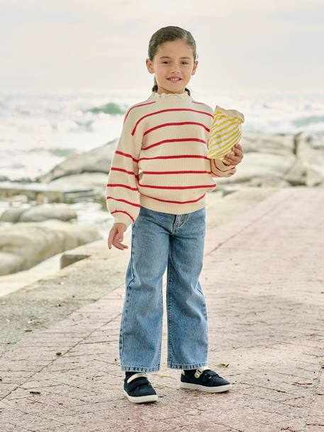 Wijde meisjesjeans medium lichaamsbouw denimgrijs+donkerblauw+lichtblauw+middenblauw - vertbaudet enfant 