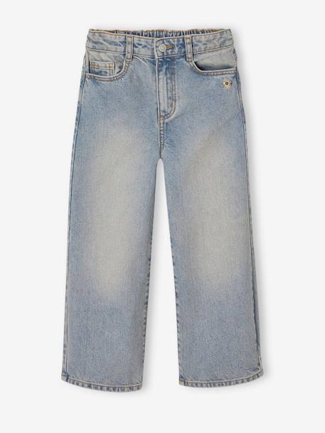 Wijde meisjesjeans blauw+denimgrijs+gebleekt denim+middenblauw+ongewassen denim+stone+zwart denim - vertbaudet enfant 