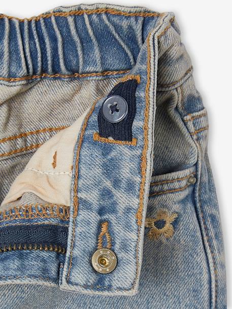 Wijde meisjesjeans blauw+denimgrijs+gebleekt denim+middenblauw+ongewassen denim+stone+zwart denim - vertbaudet enfant 