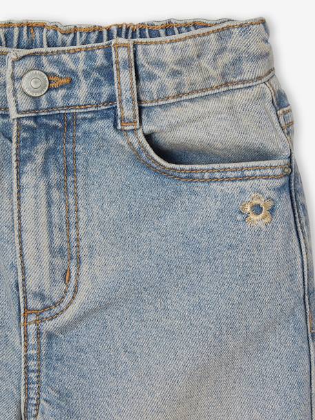 Wijde meisjesjeans blauw+denimgrijs+gebleekt denim+middenblauw+ongewassen denim+stone+zwart denim - vertbaudet enfant 