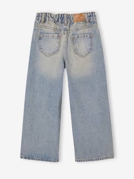 Wijde meisjesjeans blauw+denimgrijs+gebleekt denim+middenblauw+ongewassen denim+stone+zwart denim - vertbaudet enfant 