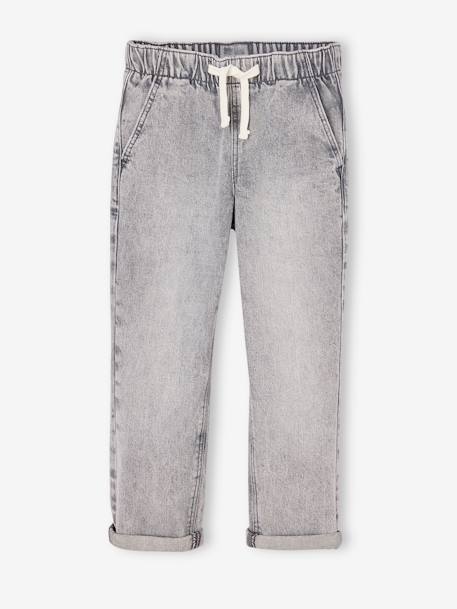 Wijde jongensbroek, eenvoudig aan te trekken gebleekt denim+grijs+ongewassen denim+stone - vertbaudet enfant 