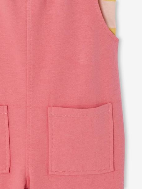 Meisjesset met T-shirt en tuinbroek rozen+saliegroen - vertbaudet enfant 