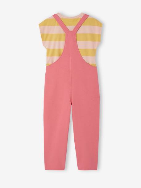Meisjesset met T-shirt en tuinbroek rozen+saliegroen - vertbaudet enfant 