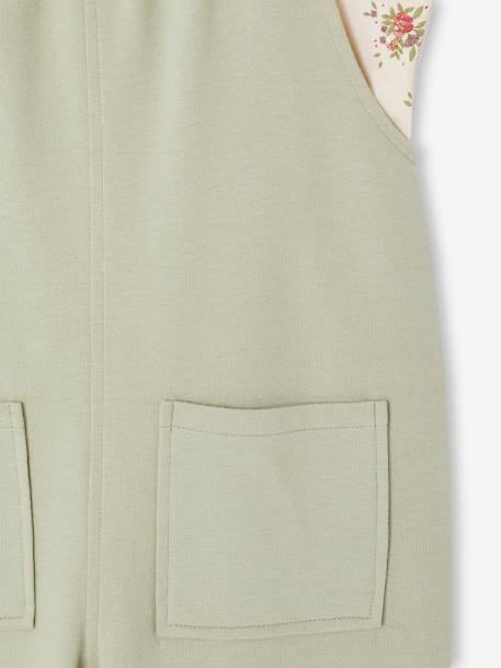 Meisjesset met T-shirt en tuinbroek rozen+saliegroen - vertbaudet enfant 