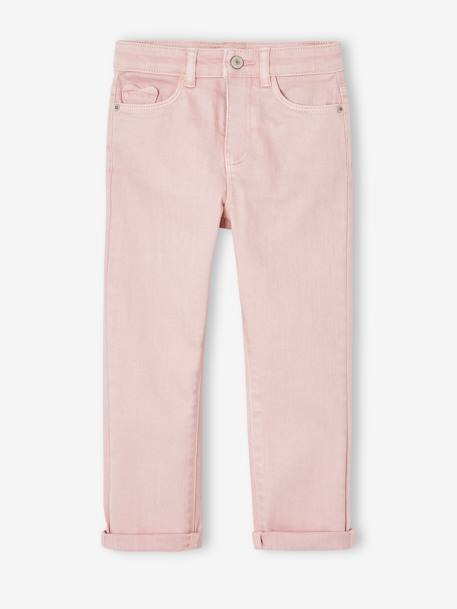 Slim fit medium MorphologiK meisjesbroek antraciet+roze (poederkleur) - vertbaudet enfant 