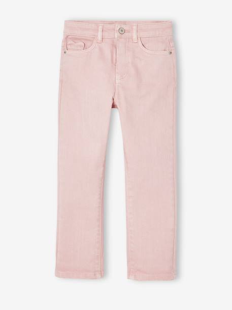 Slim fit medium MorphologiK meisjesbroek antraciet+roze (poederkleur) - vertbaudet enfant 