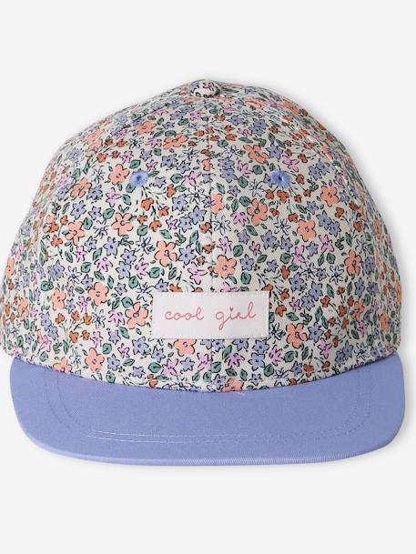 Gebloemde meisjespet blauw+wit, bedrukt - vertbaudet enfant 