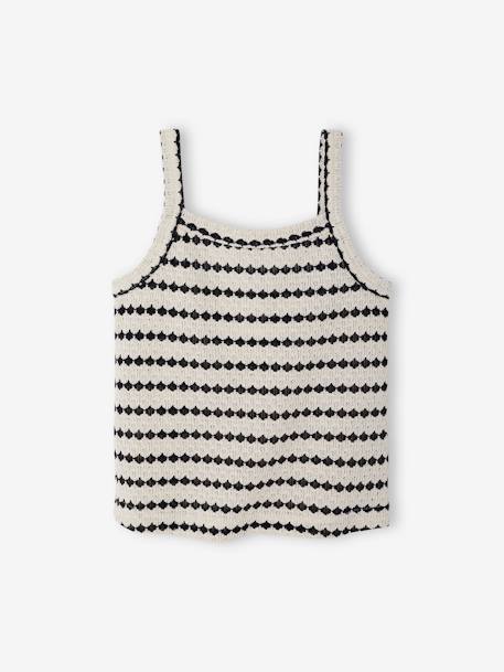 Sweater met fantasiebreisel voor meisjes JONEN zwart+zwart, gestreept - vertbaudet enfant 