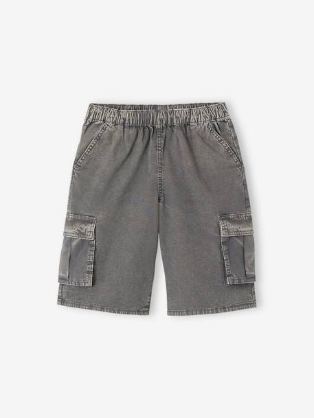 Bermuda battle met een verbleekte look voor jongens antraciet - vertbaudet enfant 