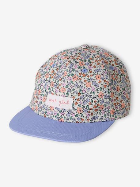 Gebloemde meisjespet blauw+wit, bedrukt - vertbaudet enfant 