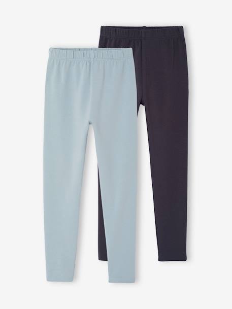 Set van 2 leggings voor meisjes antraciet+ecru - vertbaudet enfant 