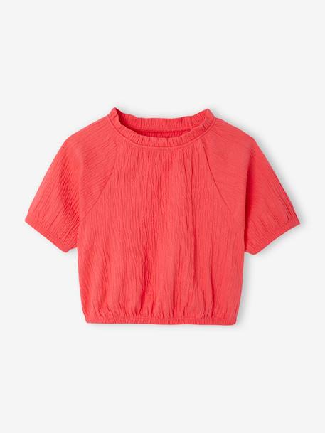 Crop top voor meisjes ecru+koraal+saliegroen - vertbaudet enfant 