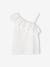 Asymmetrisch geruit T-shirt voor meisjes ecru+koraal+saliegroen - vertbaudet enfant 