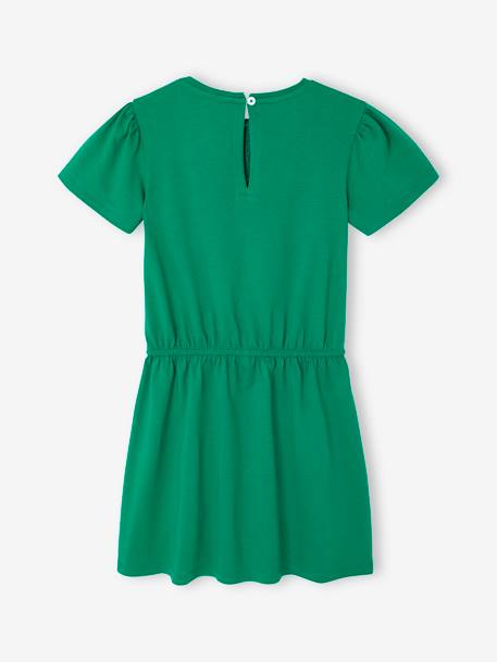 Meisjesjurk met macramé detail groen+rozen - vertbaudet enfant 