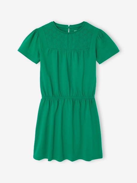 Meisjesjurk met macramé detail groen+rozen - vertbaudet enfant 