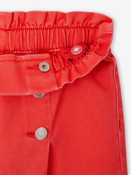 Wijde meisjesbroek met knopen marineblauw+rood - vertbaudet enfant 