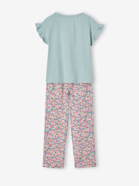 Meisjesset met shirt en broek grijsblauw+groen - vertbaudet enfant 