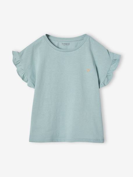 Meisjesset met shirt en broek grijsblauw+groen - vertbaudet enfant 