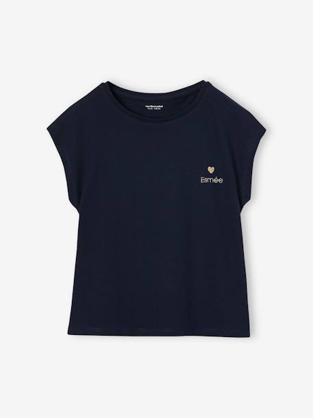Effen Basics meisjesshirt met korte mouwen blauwgroen+ecru+marineblauw+snoepjesroze - vertbaudet enfant 