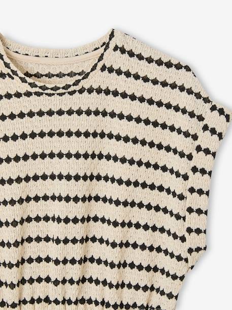 Meisjessweater met fantasie breisel en open zijkanten JONEN zwart, gestreept - vertbaudet enfant 