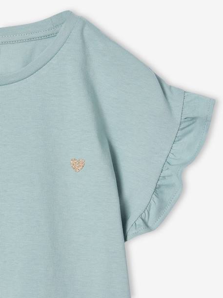 Meisjesset met shirt en broek grijsblauw+groen - vertbaudet enfant 