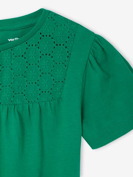 Meisjesjurk met macramé detail groen+rozen - vertbaudet enfant 