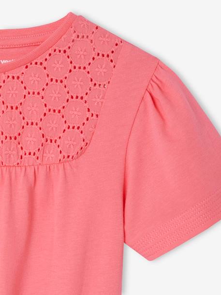 Meisjesjurk met macramé detail groen+rozen - vertbaudet enfant 