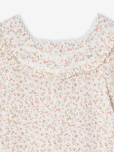 Feestelijke meisjesblouse met bloemetjes van katoengaas roze, bedrukt - vertbaudet enfant 