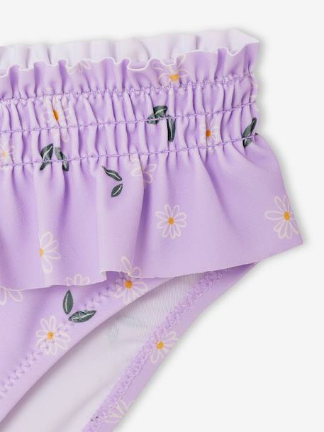 2-delige set voor meisjes met smokwerk en ruches, broekje met volants lila - vertbaudet enfant 