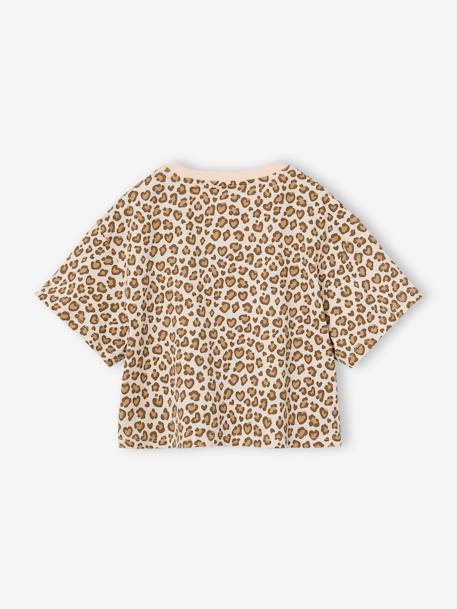 Cropped meisjesshirt met korte mouwen beige+ecru+roze (poederkleur) - vertbaudet enfant 