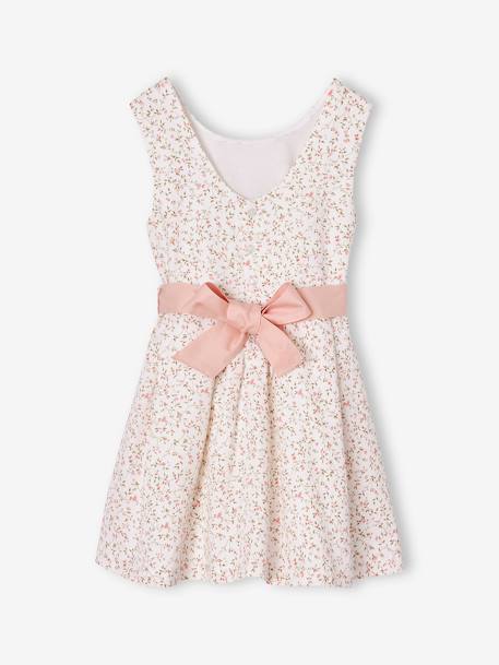 Feestelijke meisjesjurk met aquarel bloemmotieven aan de onderkant lichtblauw+lichtroze+roze, bedrukt+wit+wit, bedrukt - vertbaudet enfant 