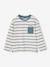 Aanpasbaar jongensshirt met strepen blauwgroen+ecru+rood - vertbaudet enfant 